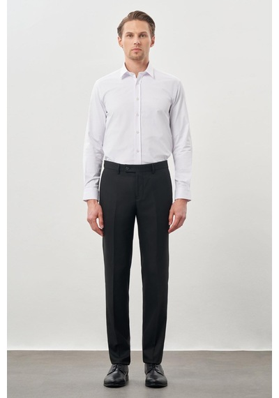 İmza Siyah Düz Gabardin Esnek Yan Cep Slim Fit Classic Pantolon 1003245209 001 Siyah