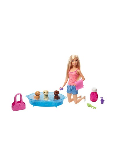 Barbie Bebek ve Aksesuarları 3 Yavru Köpekli Oyun Seti Gdj37