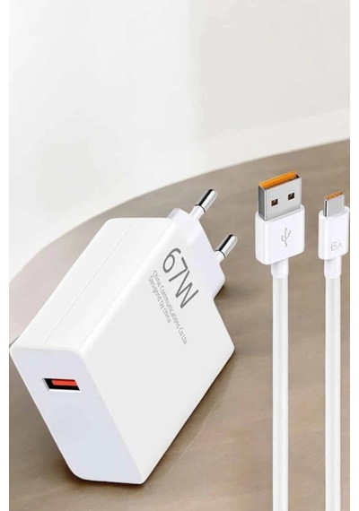 Şarj Aleti 67w Hızlı Şarj Turbo Typec Uyumlu Şarj Adaptörü Kablosu