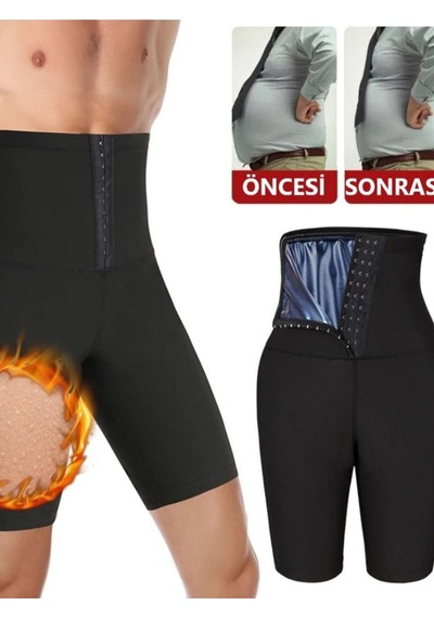 Mistirik Sauna-şort Model Alt Karın Ve Göbek Bölgesi Etkili Agraflı Spor Termal Şort Siyah