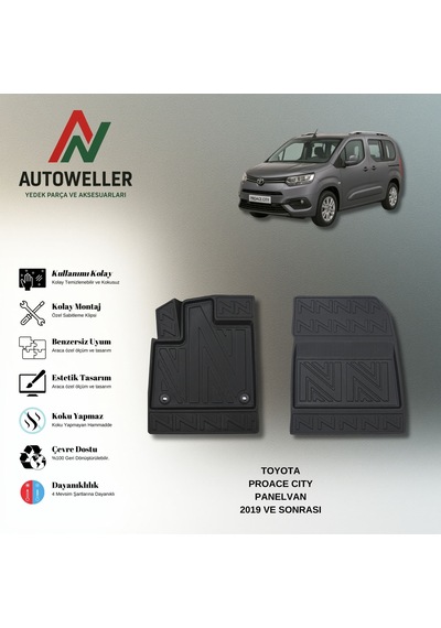 Toyota Proace City 2019 Sonrası Uyumlu Havuzlu Oto Paspas Panelvan