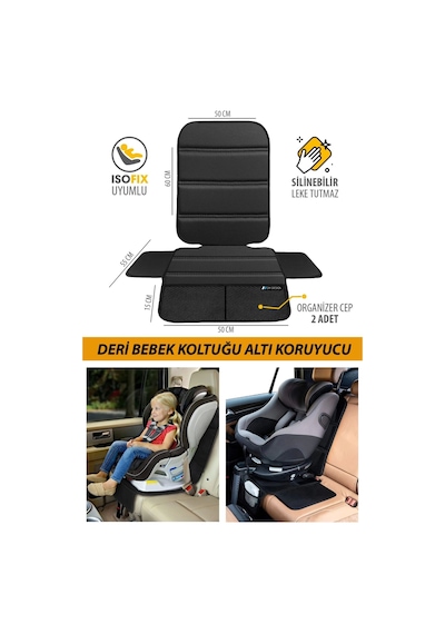 Deri Oto Çocuk Bebek Koltuğu Koruyucu - Isofix Uyumlu - Leke Tutmuz - Silinebilir