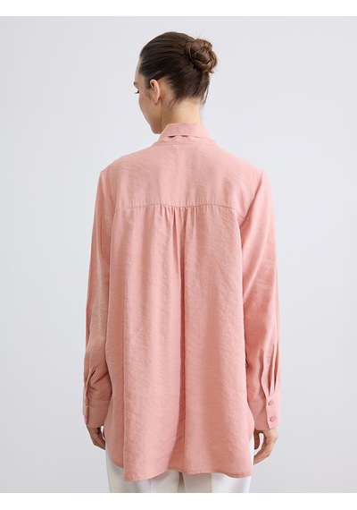 Lcw Studıo Pembe Fular Yaka Büzgülü Oversize Bluz