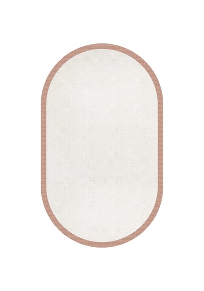Natura Sisal Hasır Görünümlü Çerçeveli Oval Halı Ntr13 Terra-krem Turuncu