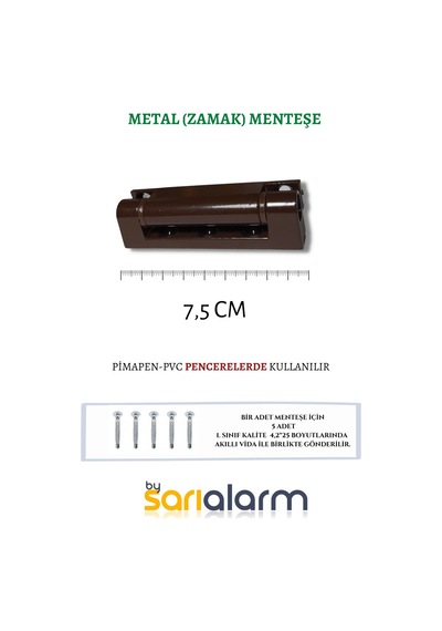 Pvc Pimapen Pencere Menteşesi Koyu Kahve 75mm