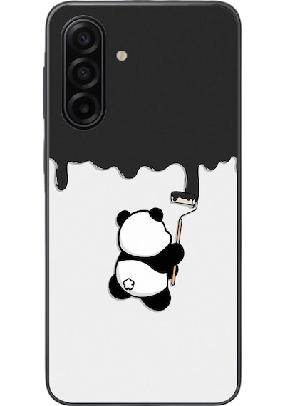 Samsung Galaxy A17 Uyumlu Boyacı Panda Baskılı Silikon Kılıf Renkli