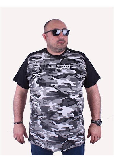 Starbattal Büyük Beden Shoulder Line Camouflage Erkek Tişört 23147 Fume - Unisex Füme