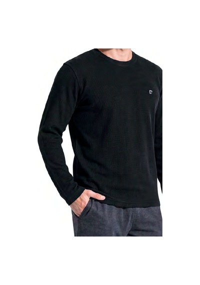 Pierre Cardin 6145 Erkek Uzun Kollu Bisiklet Yaka Pijama Takımı -siyah