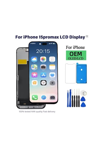 Apple iPhone Uyumlu 15 Pro Max A Kalite Ön Lcd Ekran Dokunmatik Sıvı Bandı Kırılmaz Tamir Seti Set