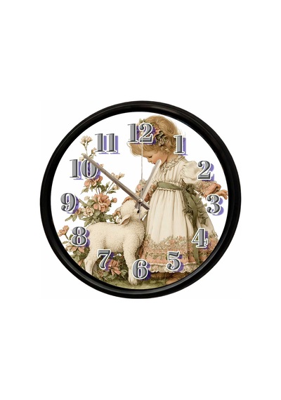 Vintage Kız Çocuğu Ve Kuşu Temalı Dekoratif Duvar Saati 28 Cm Sessiz Mekanizma Çok Renkli