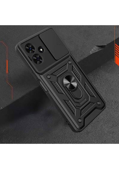 Ardemix Tecno Spark Go 2 Kılıf Magnetik Standlı Kamera Korumalı Zore Sürgülü Vega Kapak - Mavi