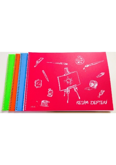 Plastik Kapak 3 Adet 25x35 Telli Resim Defteri 25 Yp.