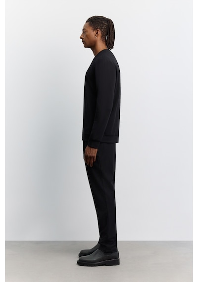 Avva Erkek Siyah Bisiklet Yaka Baskılı Pamuklu Regular Fit Sweatshirt A62y1273