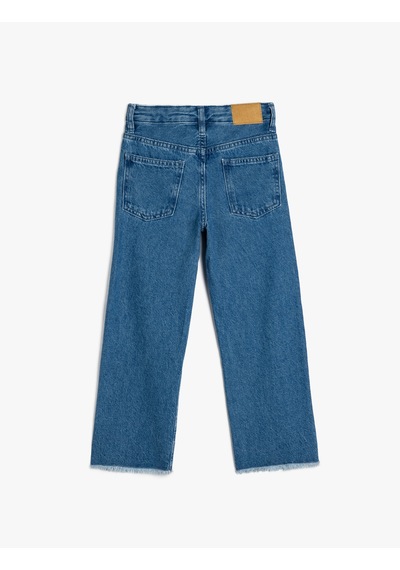 Koton Kot Pantolon Yıpratılmış Detaylı Pamuklu- Straight Jean Orta İndigo 5wkg40087ad İndigo Indigo