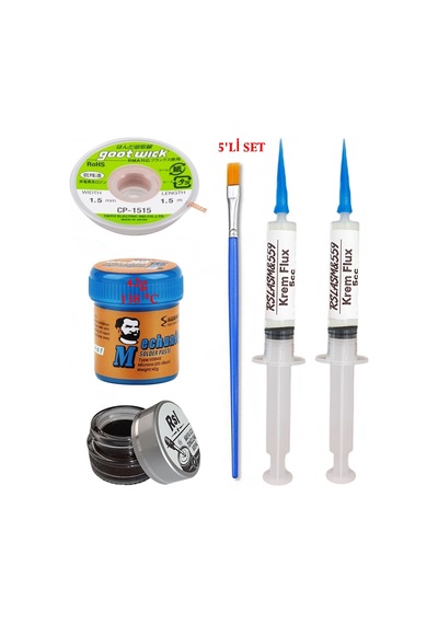 Krem Lehim Mchanc 138 C 42gr Havya Uç Temizleyici Flux Lehim Toplama Cp-1515 Lehim Emme Teli Fırça Seti05