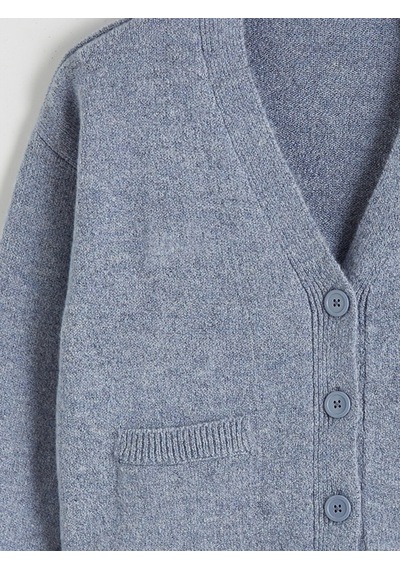 Lcw Comfort Mavi V Yaka Kadın Triko Hırka