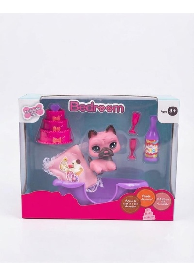 Petclub Sevimli Minişin Yatak Odası Oyun Seti Sevimli Pembe Köpek Ve Eğlenceli Aksesuarlı Kutu Oyuncak