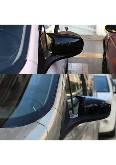 Ford Courier 2022 2023 B460 Eski Kasa Makyajlı Uyumlu Yarasa Ayna Kapağı Seti Batman Parlak Siyah