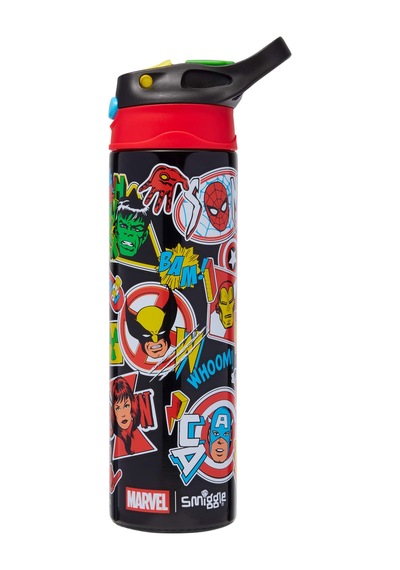 Smiggle - Marvel Yalıtımlı Paslanmaz Çelik Otomatik Pipetli Suluk 520ml Çok Renkli