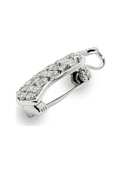 Oya Silver Zirkon Baget Taşlı Yaprak Gümüş Broş 2.9x1.4cm Oysyb004