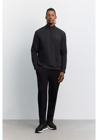 Avva Erkek Siyah Dik Yaka Fermuarlı Baskılı Kolay Ütülenen Pamuklu Regular Fit Sweatshirt A62y1310 Avva Erkek Siyah Dik Yaka Fermuarlı Baskılı Kolay Ütülenen Pamuklu Regular Fit Sweatshirt A62y1310