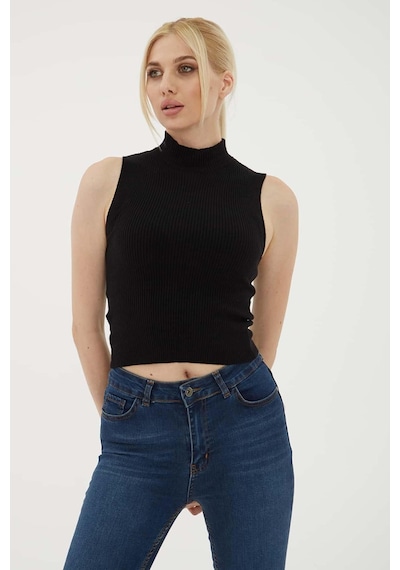 Fashion Friends 23k0064k1 Kadın Yarım Balıkçı Triko Bluz 23K0064K1-R1534 Siyah