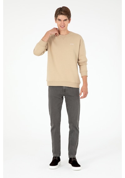 U.S. Polo Assn. Erkek Bisiklet Yaka Kum Basic Şardonlu Sweatshirt 50295148-VR085