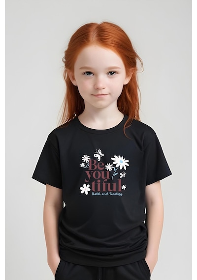 Fyk Kids Kız Çocuk Be You Tiful Baskılı Alt-üst Takım Siyah