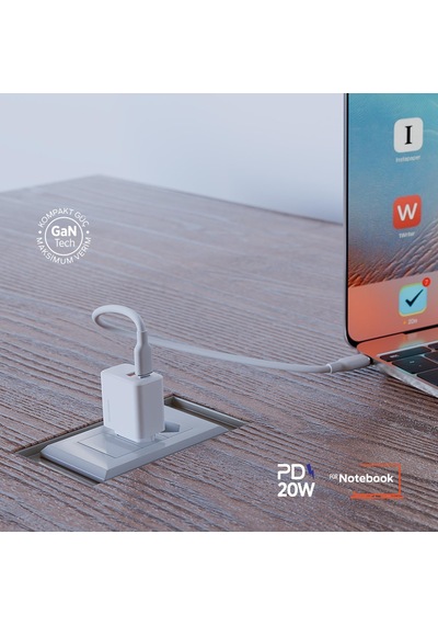 Polosmart Pbs136 Hızlı 1 Usb 1 Pd Çıkışlı 20w Şarj Adaptörü Duvar Şarjı Beyaz