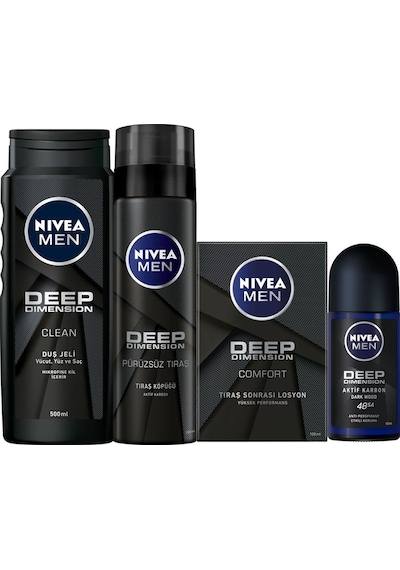 Nivea Erkek Cilt Bakım Seti ( Deep Losyon + Deep Tıraş Köpüğü + Deep Roll On + Deep Duş Jeli)