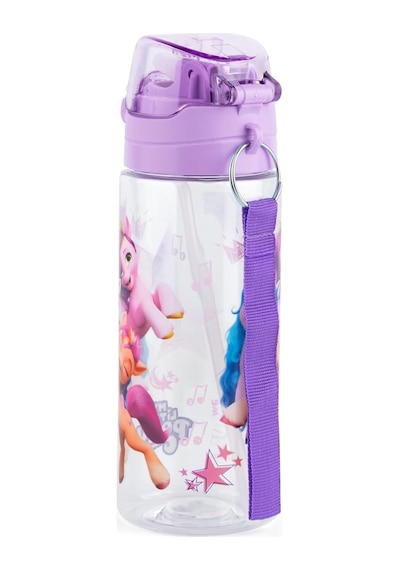 Me Çanta My Little Pony Kız Çocuk 500 Ml Pipetli Plastik Matara Suluk - Mor Kapak Genel