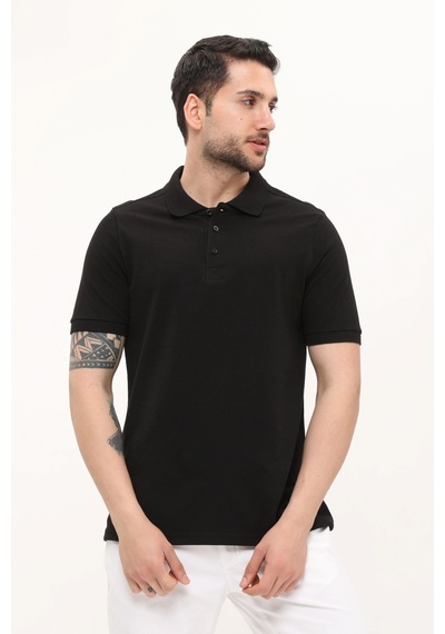 Uniprom Polo Yaka Tişört %100 Pamuk Siyah Erkek Siyah