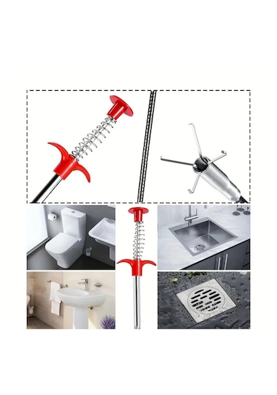 300 Cm 3 Metre Kıskaçlı Gider Açma Aparatı Tıkanmış Lavabo Evye Küvet Gider Borusu Açma Aparatı
