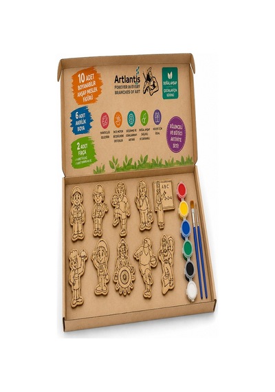 Ahşap Boyama Meslekler 10 Lu 1 Paket 10x15cm Ahşap Boyama 6 Renk Boya Resim Fırçası Etkinlik Çocuk Gelişim Motor Beceri