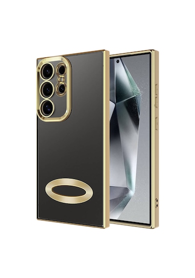Zore Galaxy Uyumlu S24 Ultra Kılıf Kamera Korumalı Logo Gösteren Omega Kapak - Siyah Siyah