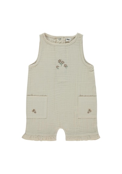 Civil Baby Cepli Çiçek Nakış 6-18 Ay Patiksiz Tulum - Bej Açık Bej
