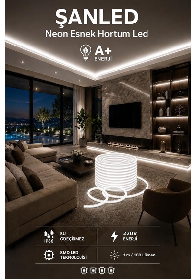 Tr Neon Esnek Hortum Şerit Led Beyaz,gün Işığı,kırmızı, Yeşil,mavi,amber Rengi + 220v Fiş/1,2,3,4,5,10,15,20,25, Genel 64631185