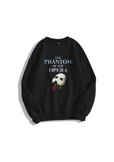 Tarzsokak Unisex Phantom Of The Opera Bisiklet Yaka Sweatshirt Siyah