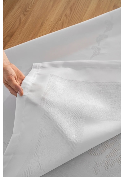 Jumbo Jakar Beyaz Sıvı Geçirmez Kumaş Pano Masa Örtüsü 160x220