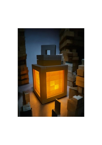 Minecraft Feneri - Dekoratif Gece Lambası - Piksel Tasarım 3d Baskı Masa Lambası Çok Renkli