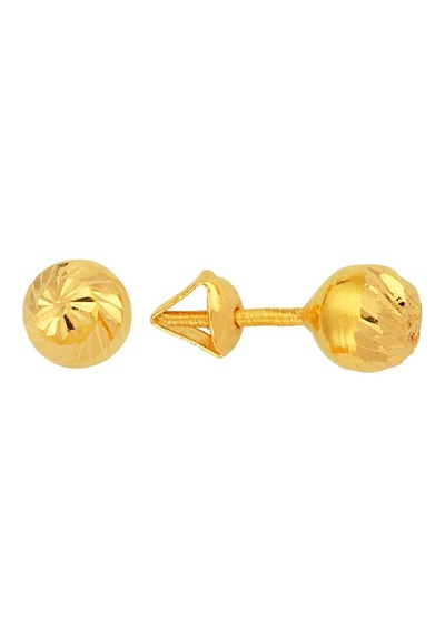 22 Ayar Altın Top Küpe Kalemli 1.50 Gram
