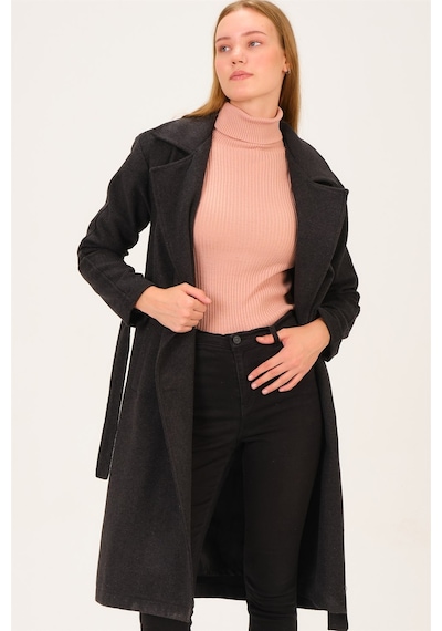 Dewberry Bayan Palto Z6765 Antrasit