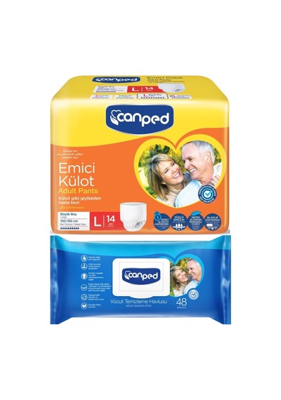 Canped Emici Külot Pants Hasta Yetişkin Bezi Large 14 Adet L