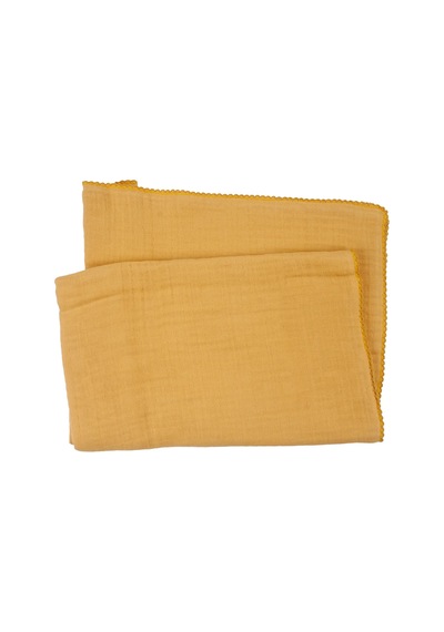 Unisex Hardal Sarısı 4 Kat Biyeli Müslin Battaniye 80x100cm Çok Renkli