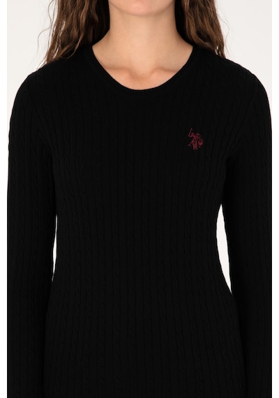 U.S. Polo Assn. Kadın Siyah Bisiklet Yaka Basic Kazak 50313626-VR046