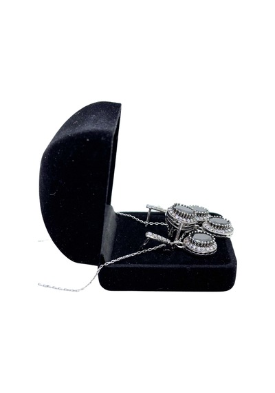 Oya Silver Siyah Oniks Taşlı Gümüş Set&takım