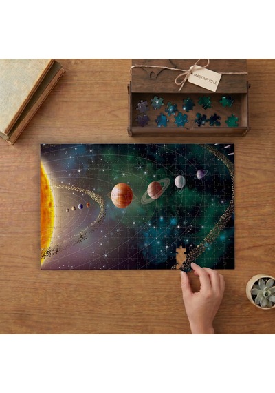 Güneş Sistemi Ve Yörüngede Gezegenler Tasarımı 240 Parça Ahşap Puzzle Ahşap Kutuda Mpy60245