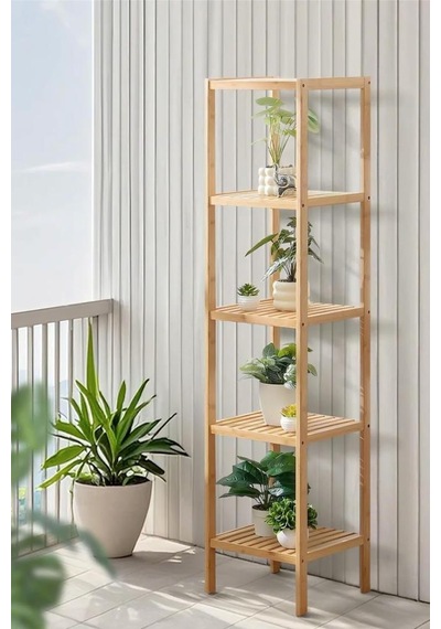 Digithome Bambu 5 Raflı Çok Amaçlı Organizer Mutfak Rafı Banyo Düzenleyici Raf Mio-002 Kahverengi