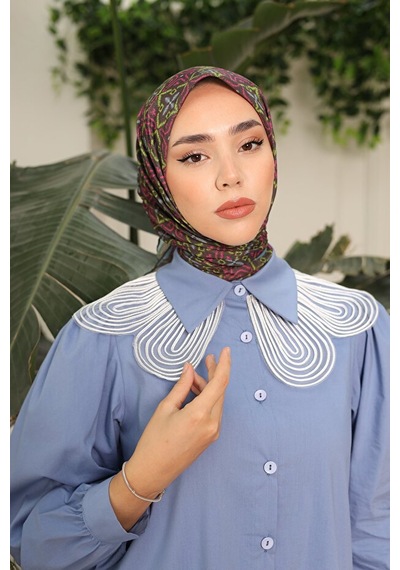 Silk Home Pusula Desen Soft Pamuk Eşarp Haki