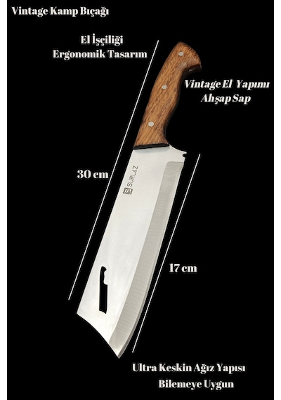 Sürlaz Kamp Outdoor Şef Bıçak 29 Cm Çok Amaçlı Kahverengi